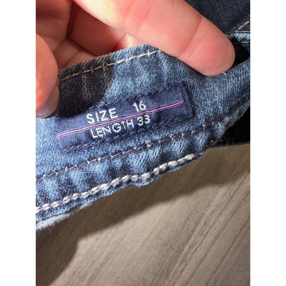Vigoss The Chelsea Straight Leg Distressed Jeans Medium Wash 16 L 31 D7 - Picture 6 of 13
